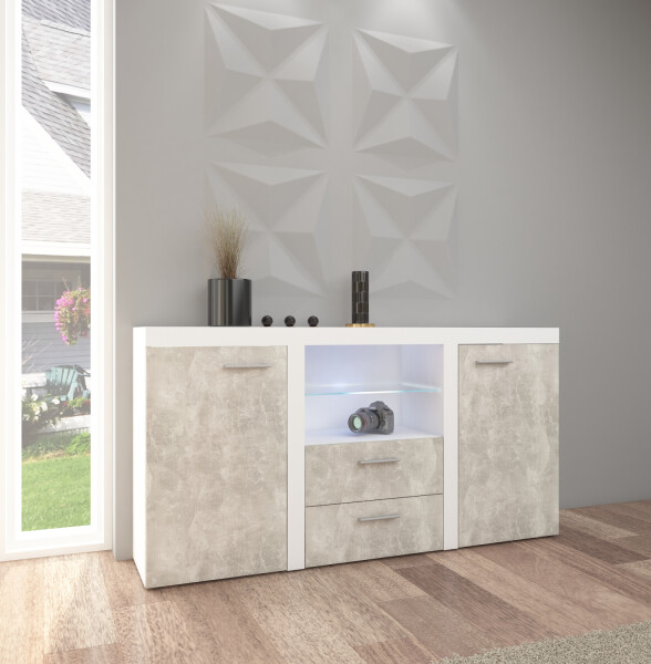 FRONTI Komoda RUMBA 2F 2S Bílá + beton