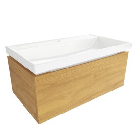 Koupelnová skříňka s umyvadlem SAT Feel 80x30x46 cm medový dub mat SATFEEL80DMU4 SATFEEL80DMU4