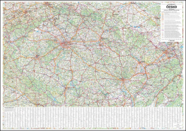 Česko - automapa nástěnná 1:360 000 s plastovými lištami (1360x970mm)