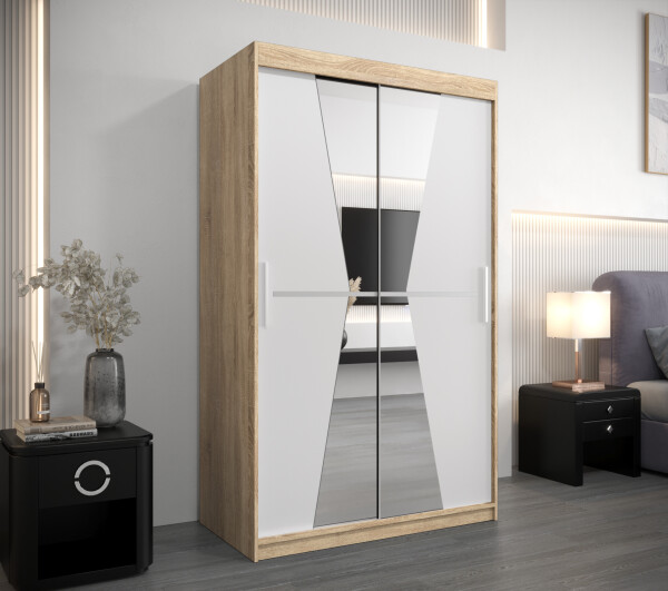 Šatní skříň Abi Ma Barva korpusu: Dub Sonoma, Rozměry: 120 cm, Dveře: Bílá