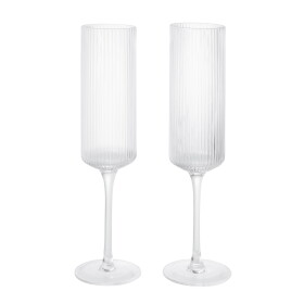 Ferm Living Sklenice Ripple Champagne Clear – set 2 ks, čirá barva, sklo, 150 ml