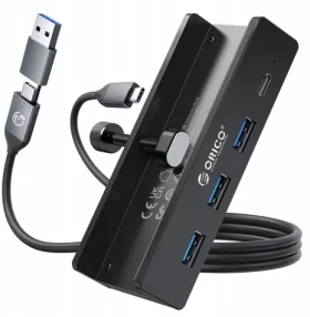 Orico USB-C Hub černý / Hub USB / 5Gbps / 3x USB-A / 15W / šroubovací (MH4PC-10-BK-BP)