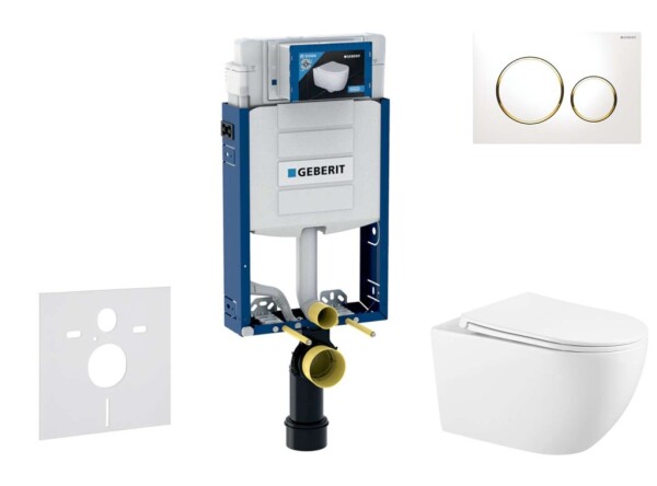 GEBERIT - Kombifix Set předstěnové instalace, klozetu Gaia a sedátka softclose, tlačítko Sigma20, bílá/pozlacená SANI15CA3125