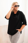 Dámská blůza Plus Size z bavlny s volným střihem a vodním výstřihem černá UNI