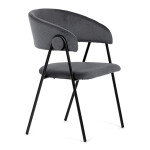 Židle jidelní, šedá látka, černá kovová noha