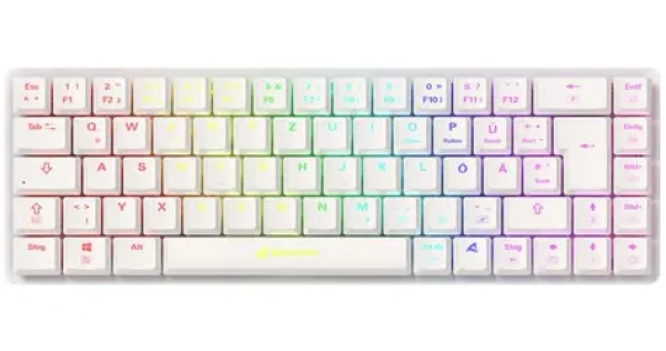 Sharkoon PureWriter W65 bílá / bezdrátová klávesnice / mechanická / Kailh Choc V2 Brown / 2.4GHz / USB / DE (4044951037032)