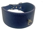 Huhubamboo METAL obojek modrý L / 50 mm x 33-38 cm / Hovězí kůže / Pro chrty (355429)