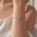 Stříbrný náramek Nekonečno - MOISSANITE + CERTIFIKÁT, Stříbrná 15 cm + 6 cm (prodloužení)
