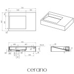 CERANO - Umyvadlo z litého mramoru Tokio - nástěnné - bílá matná - 73,5x49,7 CER-8050BD80373