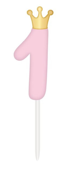 SVÍČKA růžová s korunkou ČÍSLO 1 - Albi