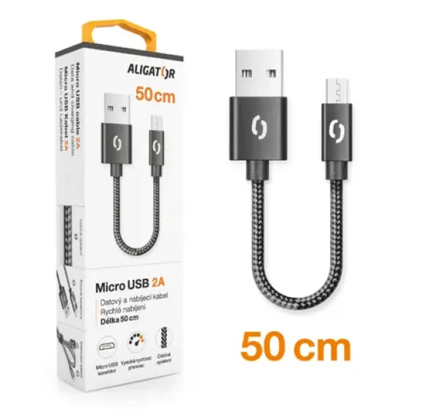 Aligator Datový kabel PREMIUM 2A / Micro USB 50cm černý (DATKP35)