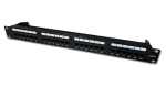 DATACOM Patch panel 24x DUAL černý / RJ-45 / CAT5E / UTP / 1U / 19" / vyvázání (3002)