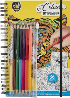 Kroužkový blok vymalovánek podle čísel s pastelkami - Craft Creative