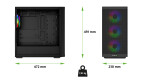 EVOLVEO Scorpio, skříň eATX/ATX, 4x ARGB ventilátor 120mm, boční panel temperované sklo + mřížkovaný přední panel