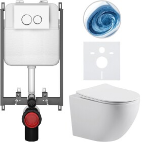 CERANO Kompletní WC set Basic/Cesso - bílá lesklá - WC tlačítko Dualo/Bílá - pro zazdění - 49x36 cm - 8050BD85971