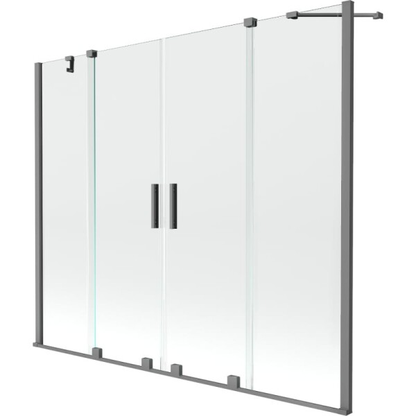 MEXEN/S - Velar Duo dvoukřídlá posuvná vanová zástěna 170 x 150, transparent, grafit metal 896-170-000-02-95
