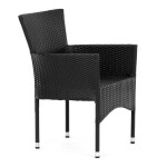 Židle zahradní, černý umělý ratan, kov, stohovatelná.