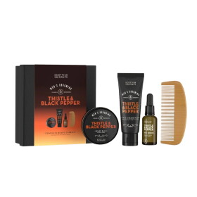 SCOTTISH FINE SOAPS Dárková sada s péči o vousy Thistle & Black Pepper, černá barva, plast