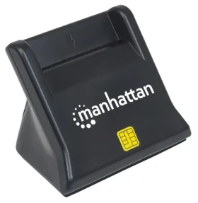 Manhattan čtečka Smart karet a SIM se stojánkem / Čtečka karet / USB 2.0 / černá (102025)