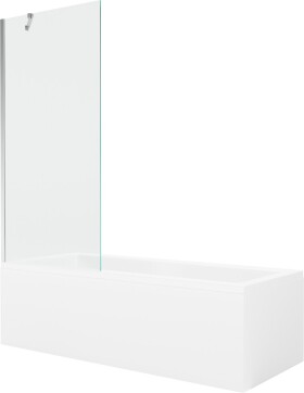 MEXEN/S - Cubik obdélníková vana 160 x 70 cm s panelem + vanová zástěna 80 cm, transparent, chrom 550316070X9508000001