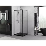 MEXEN/S - Exo sprchový kout dveře křídlové 95 x 95, transparent, černá 8181-095-095-70-00