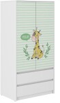 DumDekorace Dětská šatní skříň se žirafou 180x55x90 cm 23727