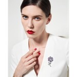 Brož Swarovski Elements Crocetti Purple - květina, Fialová