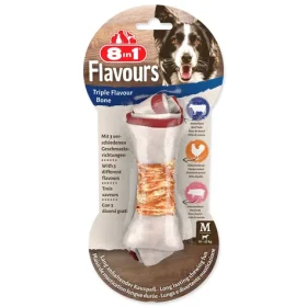 8IN1 Triple Flavour žvýkací kost M / Pamlsek pro psy / 65 g / hovězí, kuřecí, vepřové maso (A4-144540)