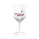 SPOLUPIČKY - bílá nerozbitná sklenice na víno 470 ml
