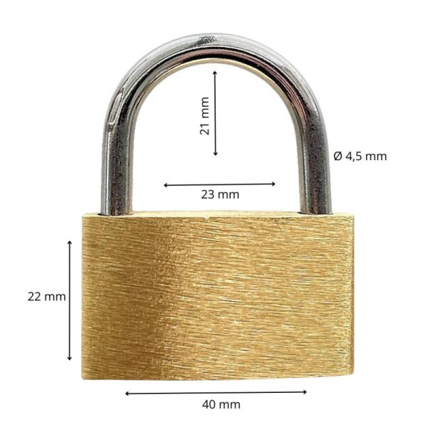 Zámek visací mosazný, 40 mm, MEGA