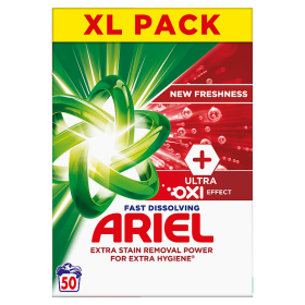 Ariel Prací Prášek 2.75kg 50 Praní, +Ultra Oxi Effect, Koncentrované Složení