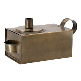 Chic Antique Kovový svícen s úložným boxem Antique Brass, měděná barva, kov