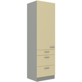 Vysoká skříňka 60 DKS-210 3S 1F - Premium box Barva korpusu: Šedá, Barva dvířek: Krémový lesk (Karmen)