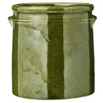 Ib Laursen Keramický obal na květináč s uchy Green 15 cm, zelená barva, keramika