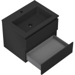 MEXEN/S - Rivel koupelnová skříňka 60 cm s umyvadlem Otis, 2 zásuvky, reliéf , černá mat 91A20-06047-2-BFF71-W18M71
