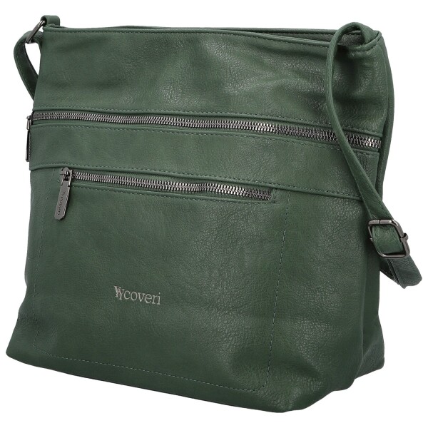 Stylová dámská koženková crossbody kabelka Olbba, tmavě zelená