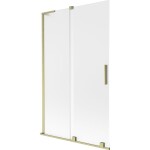 MEXEN/S - Velar L dvoukřídlá posuvná vanová zástěna 110 x 150, dekor, zlatá kartáčovaná 896-110-003-31-55