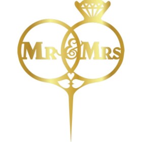 Cesil Zapichovací plastová dekorace zlatá Mr & Mrs s pstýnky