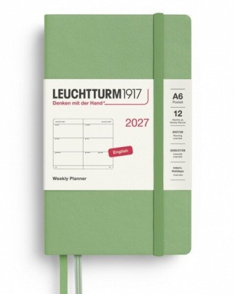 Týdenní plánovač Sage, Pocket A6 2027, anglicky