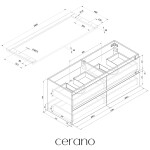 CERANO - Koupelnová skříňka Carole - černá matná + deska pod umyvadlo Navira Pro - 36 mm - 140x51,6x46 CER-668288