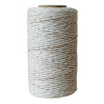 Bella Rose Bavlněný provázek 50 m – Off White / Gold, béžová barva, textil