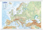 Evropa obecně zeměpisná mapa, office, nástěnná, 500 000 lištami tubusu)