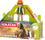 Igráček Archeolog - figurka s egyptskými vykopávkami masky faraona a sošky bohyně Bastet - Efko
