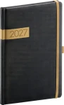 NOTIQUE Týdenní diář Twill 2027 černo-zlatý / Diář / 15 × 21 cm