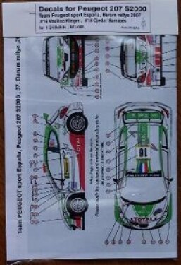 Obtisk 1/24, Peugeot P207, team PSE, Barum rally 2007, Belkits 1/24