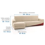 Super strečové potahy NIAGARA smetanová sedačka s otomanem vlevo (š. 200 - 300 cm)