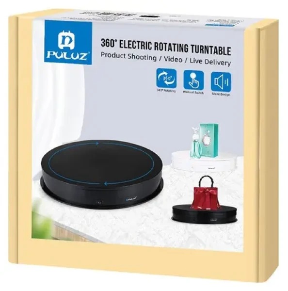 Puluz PU3049B černá / Otočný stolek / Průměr 30 cm / USB / Nosnost 10 kg (PU3049B)