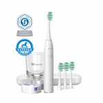 TrueLife SonicBrush GL UV bílá / Sonický zubní kartáček / 80 000 kmitů / 4 hlavice / nabíjecí sklenice / UV sterilizátor (TLSBGLUV)