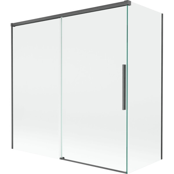 MEXEN/S - Rox vanová zástěna 2-křídlová posuvná 160 + 70 x 150, transparent, grafit kartáčovaná 8C9-160-070-66-00