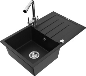 MEXEN - Bruno granitový dřez s odkapávačem včetně baterie Duero, černá 6513-77-671600-00